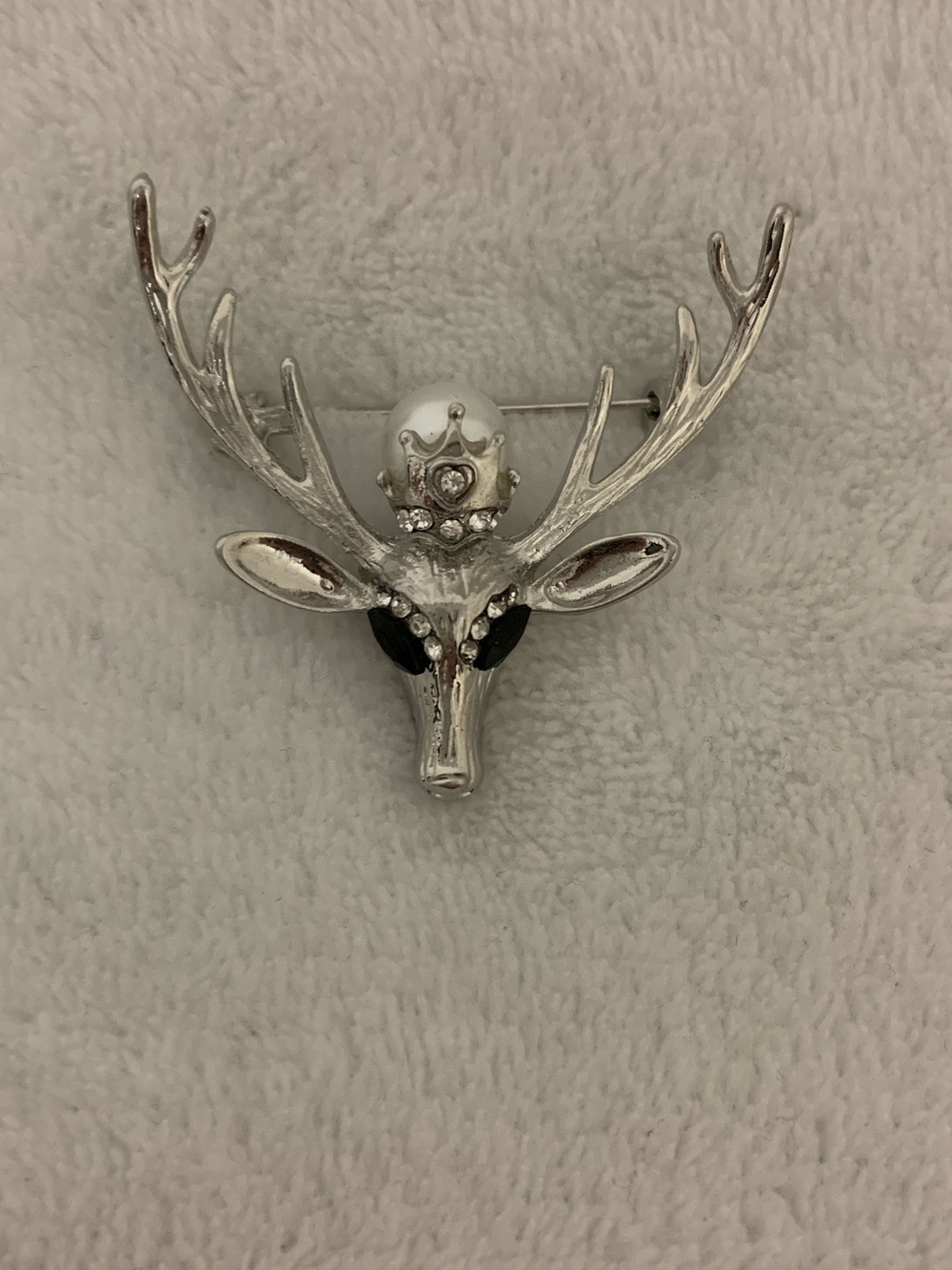 Silver Deer Head Brooch
